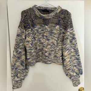 Forever 21 Mixed Knit Sweater in Blue and Cream
